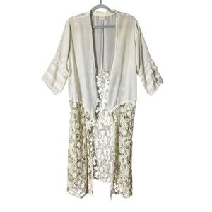 Altard State‎ Womens Crochet Duster Small Coquette Bohemian Sheer Festival Cream